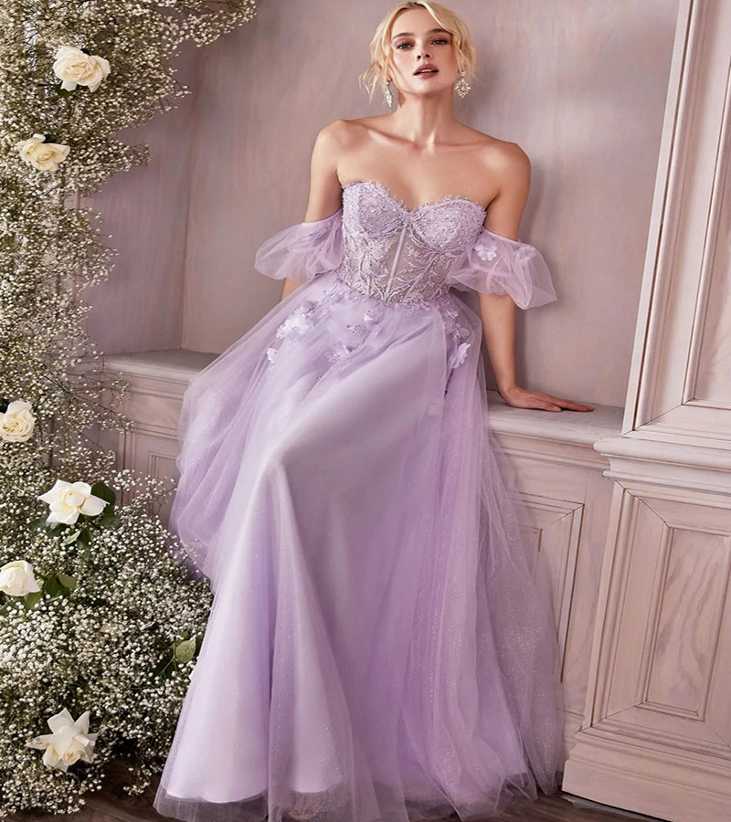 Fairy Lilac Prom Dress Puff Sleeves Sexy Sweetheart A Line Long Evening Dress With Florals Beaded Lace Tulle Dinner Party Gowns Robes Bal vestidos de 