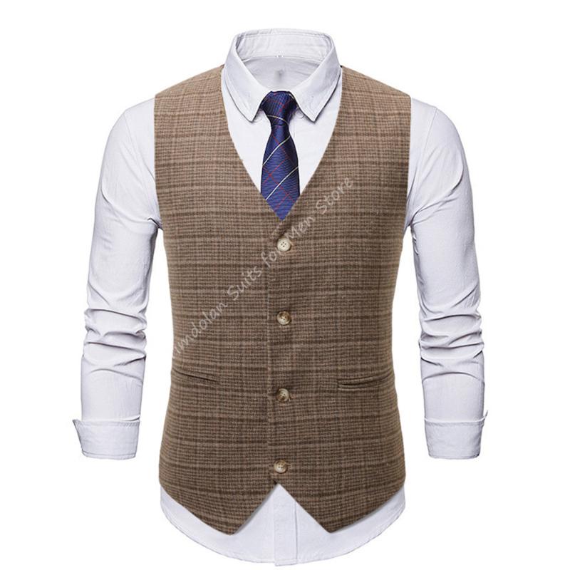 Men's Vests Khaki Men Plaid Clothing Wedding Business Tailored Waistcoat Casual Slim Fit Gilet Only 1 Vest Groosmen Party Wear, As picture
Men's Vests Khaki Men Plaid Clothing Wedding Business Tailored Waistcoat Casual Slim Fit Gilet Only 1 Vest Groosmen Party Wear, As picture