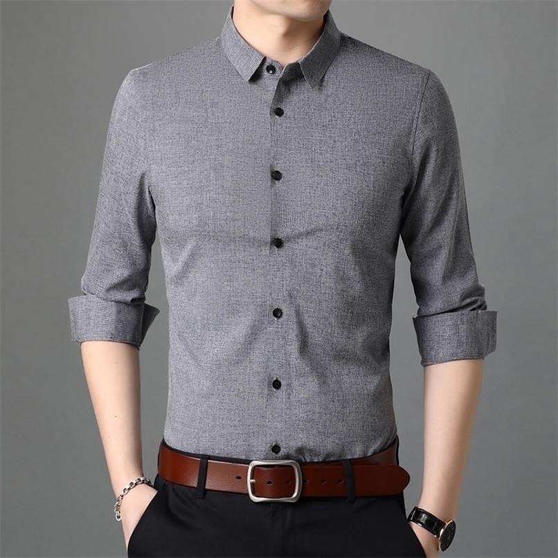 spring and autumn shirt men's solid color long-sleeved business casual wild fashion clothes 17 220322