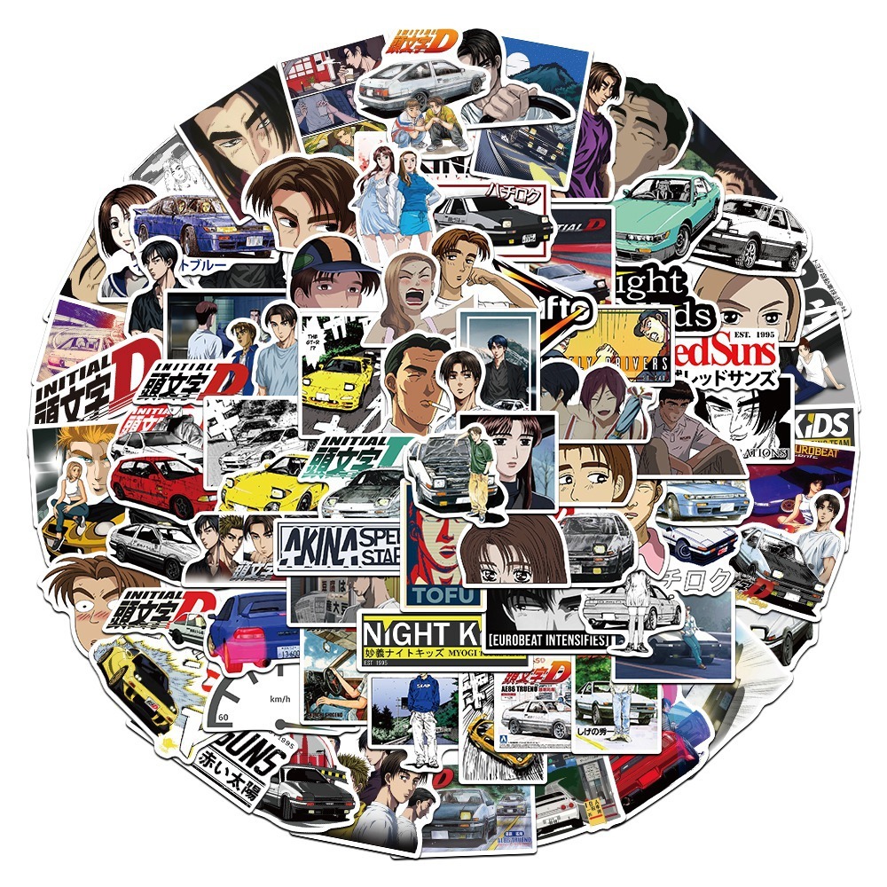 New Waterproof 10/30/50/100PCS Initial D Anime Stickers Graffiti Decals Car Phone Bike Guitar Luggage Laptop Cool Kid Toy Sticker sticker