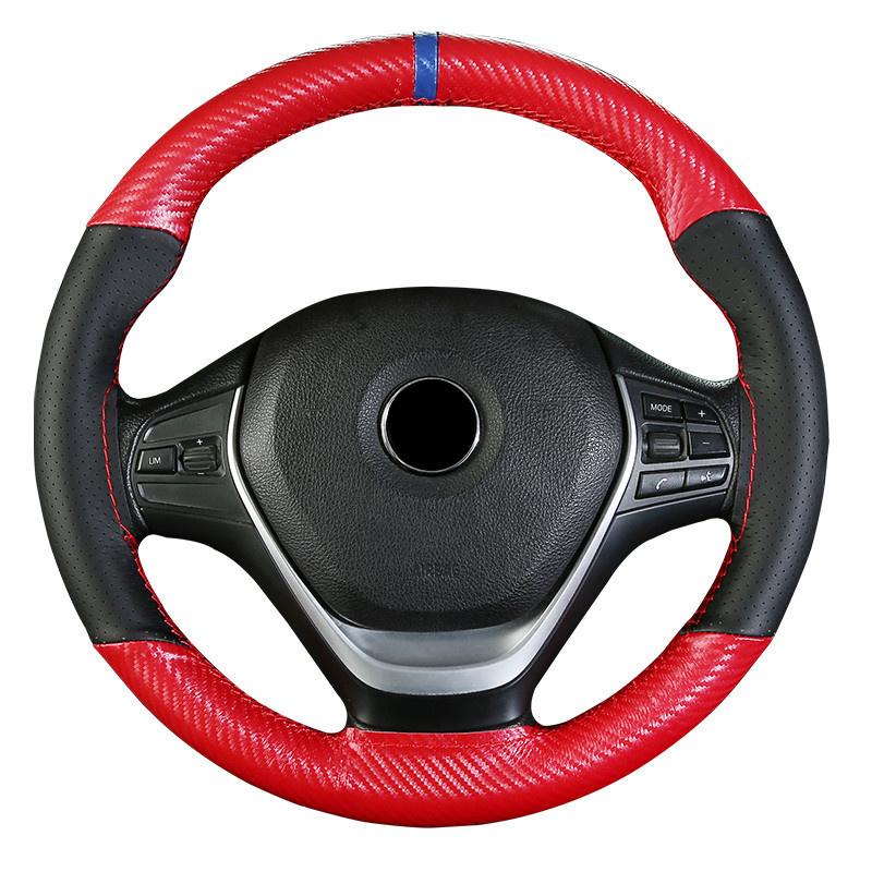 Steering Wheel Covers Carbon Fiber Leather Color-blocking Cover With Needle And Thread Woven 38CM Automotive SuppliesSteering
Steering Wheel Covers Carbon Fiber Leather Color-blocking Cover With Needle And Thread Woven 38CM Automotive SuppliesSteering
