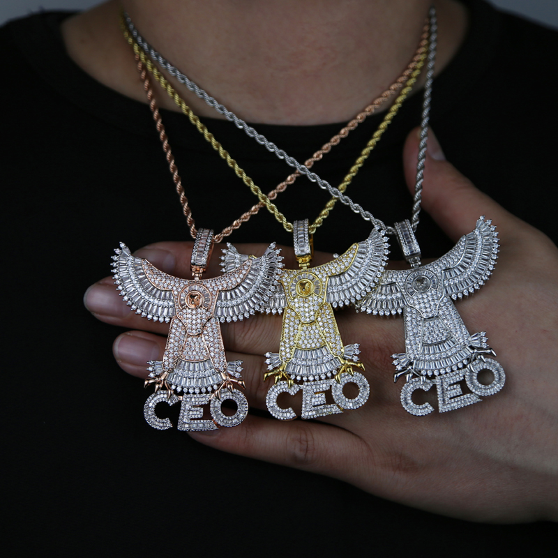 Rose gold silver plated Letter CEO Eagle Pendant Necklace with Rope chain Iced Hip Hop Men Charm Necklaces Jewelry Paved 5A Cubic Zircon Stones For Party
Rose gold silver plated Letter CEO Eagle Pendant Necklace with Rope chain Iced Hip Hop Men Charm Necklaces Jewelry Paved 5A Cubic Zircon Stones For Party