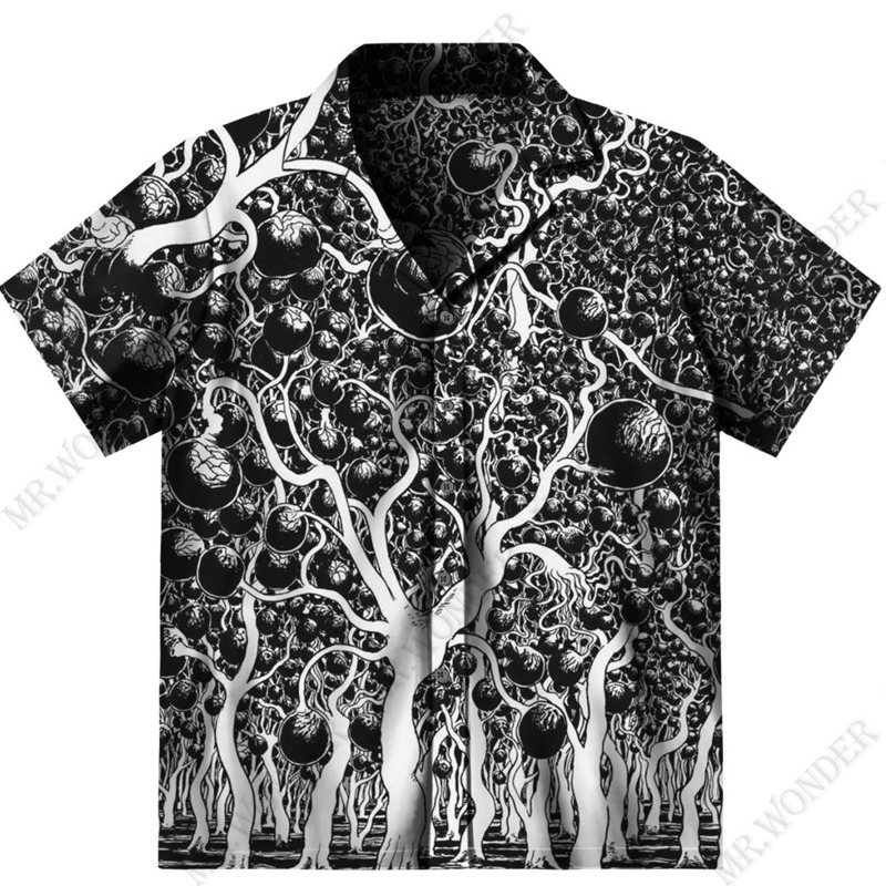 Mr.Wonder Novelty 3D Men's Horror Anime Manga Shirt Cool s Casual Button Down Beach Short Sleeve Hawaiian Tops 220330