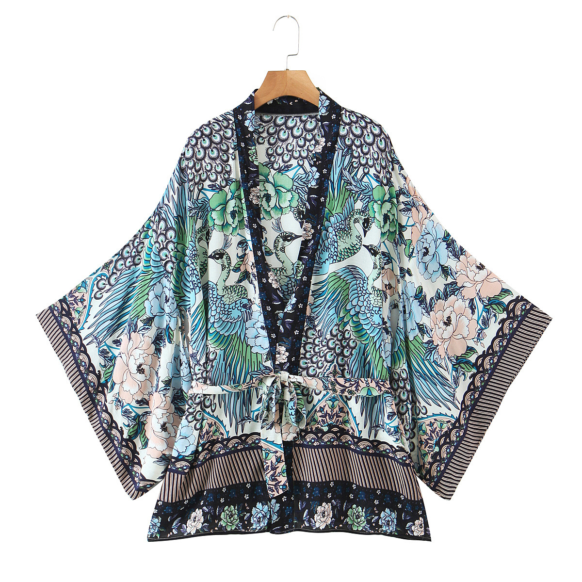 Boho Summer blouses Beach Vintage Bird Floral Print Sashes Kimono Women 2022 New Fashion Cardigan Ladies Blouses Casual Blusas Mujer