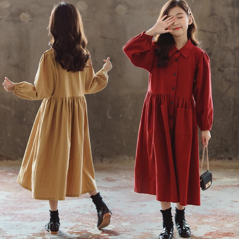 Girl's Dresses 10 12 Years Girls Long Sleeve Retro Shirt Dress Button Prockets Teen Spring Autumn Muslim Clothes, Red
Girl's Dresses 10 12 Years Girls Long Sleeve Retro Shirt Dress Button Prockets Teen Spring Autumn Muslim Clothes, Red