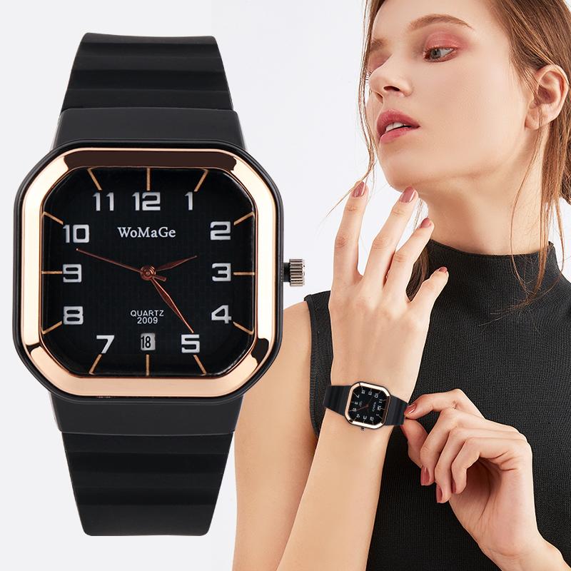 Wristwatches Womens Watch Simple Silicone Strap Womage Fashion Quartz Rectangle Dial Watches Ladies Casual Female Clock Montre Femme Saati, Black
Wristwatches Womens Watch Simple Silicone Strap Womage Fashion Quartz Rectangle Dial Watches Ladies Casual Female Clock Montre Femme Saati, Black