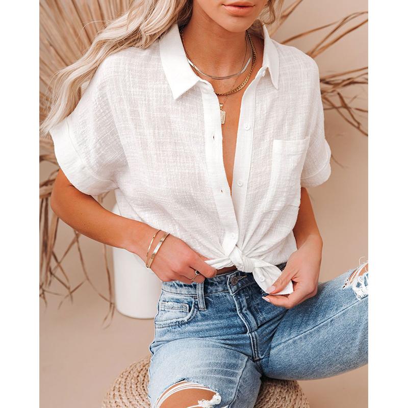 Women' Blouses & Shirts Sexy Short Sleeve Button Office Ladies White Top Y2k Vintage Lapel Collar For Women Summer Casual Blouse Elegant 20, Blue
Women' Blouses & Shirts Sexy Short Sleeve Button Office Ladies White Top Y2k Vintage Lapel Collar For Women Summer Casual Blouse Elegant 20, Blue