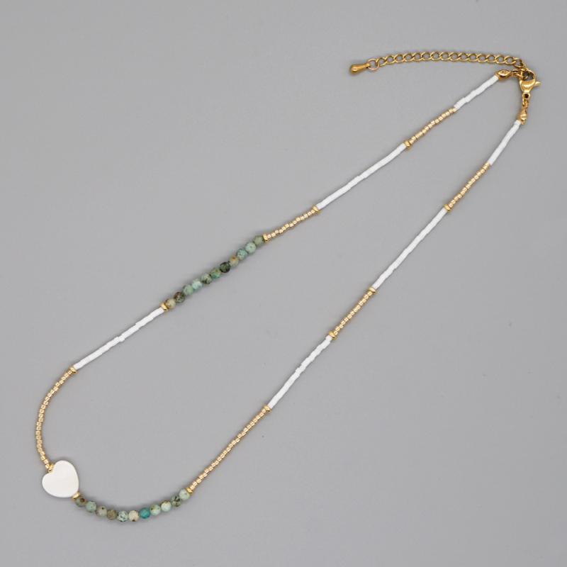 Miyuki Glass Beads White Pearl Evil Eye Pendant Necklace Summer Jewelry