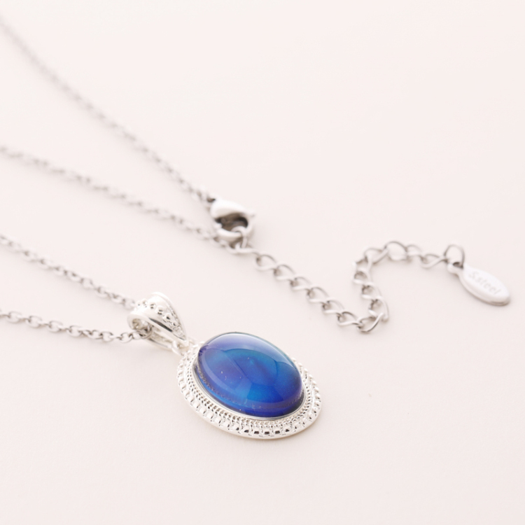 High Quality Silver Plated Mood Color Change Pendant Necklace
