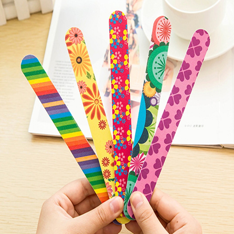 17.8*2cm 2-Side Nail Files Art Acrylic Polish Grind Sand File Block Buffer Make Up Manicure Tool Random color