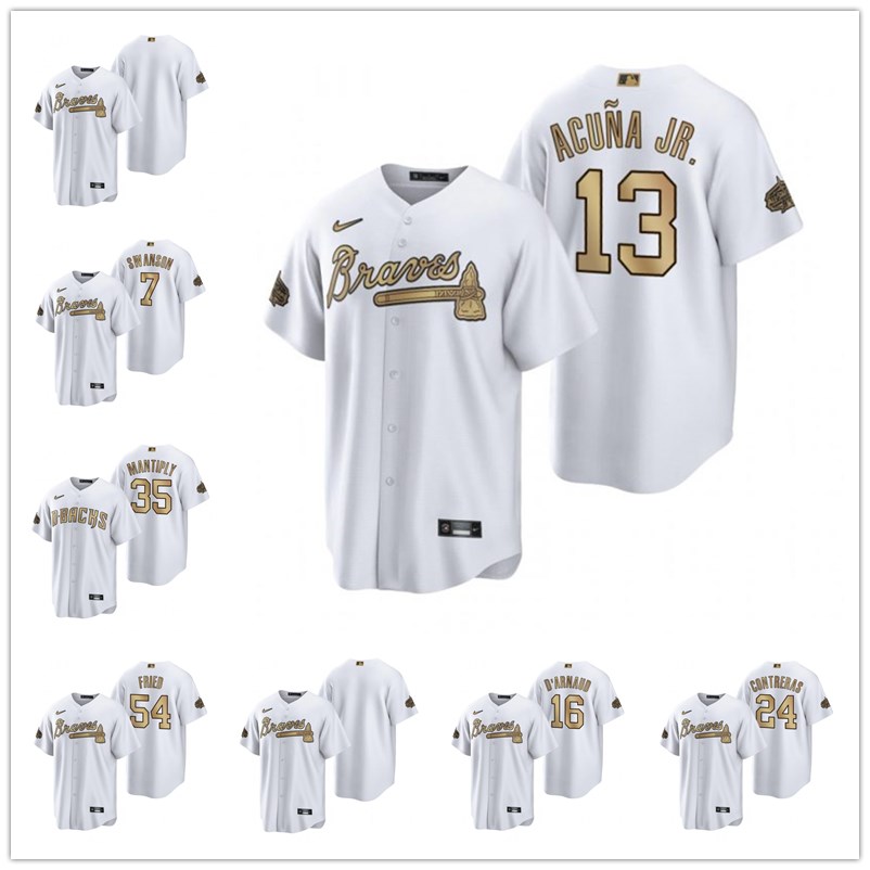 Custom Men 7 Dansby Swanson 54 Max Fried 13 Ronald Acuna Jr. 16 Travis Arnaud 24 William Contreras Atlanta''Braves''2022 All-Star Game White Stitched Jersey
Custom Men 7 Dansby Swanson 54 Max Fried 13 Ronald Acuna Jr. 16 Travis Arnaud 24 William Contreras Atlanta''Braves''2022 All-Star Game White Stitched Jersey