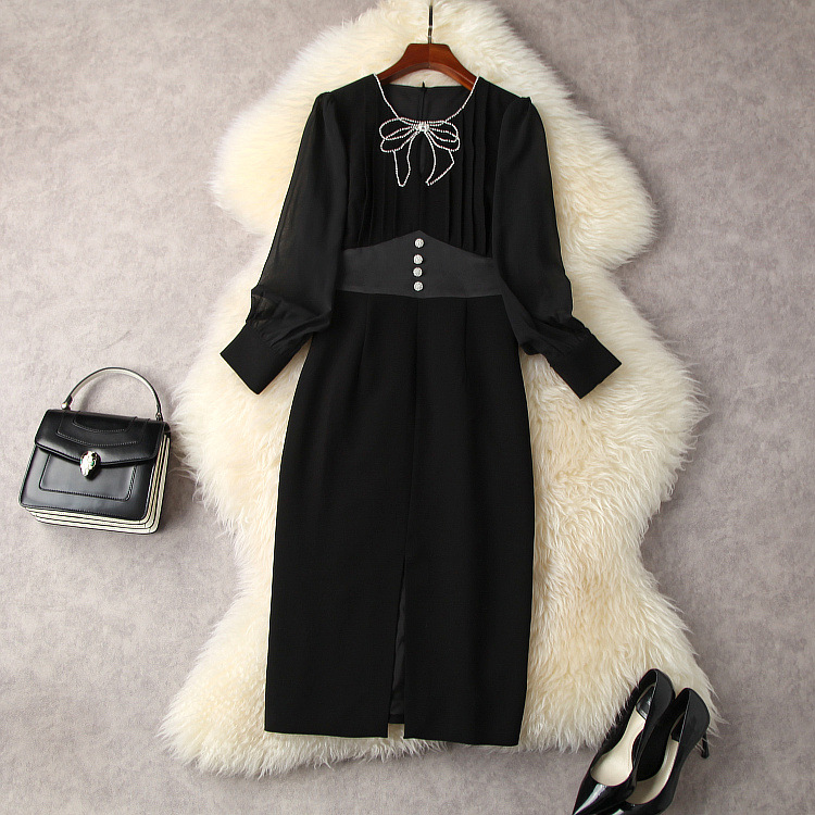 2022 Spring Summer Long Sleeve Round Neck White / Black Solid Color Panelled Rhinestone Buttons Mid-Calf Dress Elegant Casual Dresses 22M253042
2022 Spring Summer Long Sleeve Round Neck White / Black Solid Color Panelled Rhinestone Buttons Mid-Calf Dress Elegant Casual Dresses 22M253042