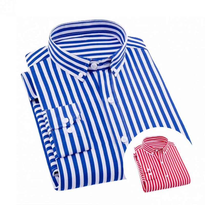 Men's Dress Shirts Buttoned Shirt Casual Simple Slim-fitting Vertical Stripes All Match Top, Blue
Men's Dress Shirts Buttoned Shirt Casual Simple Slim-fitting Vertical Stripes All Match Top, Blue