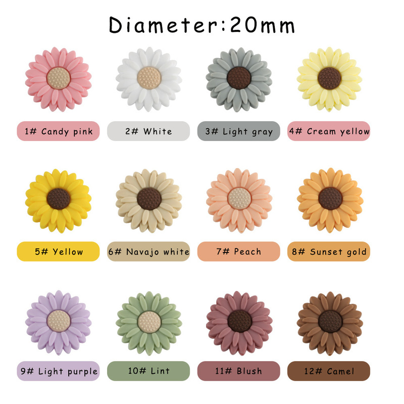 Kovict 50/100/200Pcs 20mm Silicone Bead BPA Free Baby Teething Beads Flower Shape Baby Teethers For Baby Teething Necklace Makin 220507