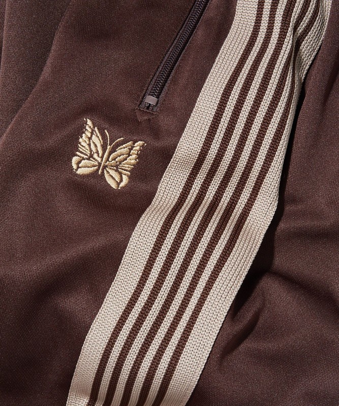 Brown AWGE Needles Pants Men Women 1 1 High Quality White Stripe Track Embroidered Butterfly Staight Trousers 220704