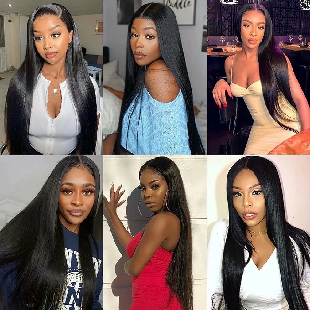 32 34 Inch Long Bone Straight Lace Front Brazilian Human Hair Wig Transparent 13x4 Synthetic Frontal Wigs For Women