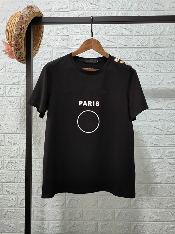 Designer Woman T Shirt Fashion Top Man Coin Letter Print with Button Up Womens Tee White Cotton Short Sleeve Summer for Lovers Streetwear Tshirts Black Hip Hop Casual