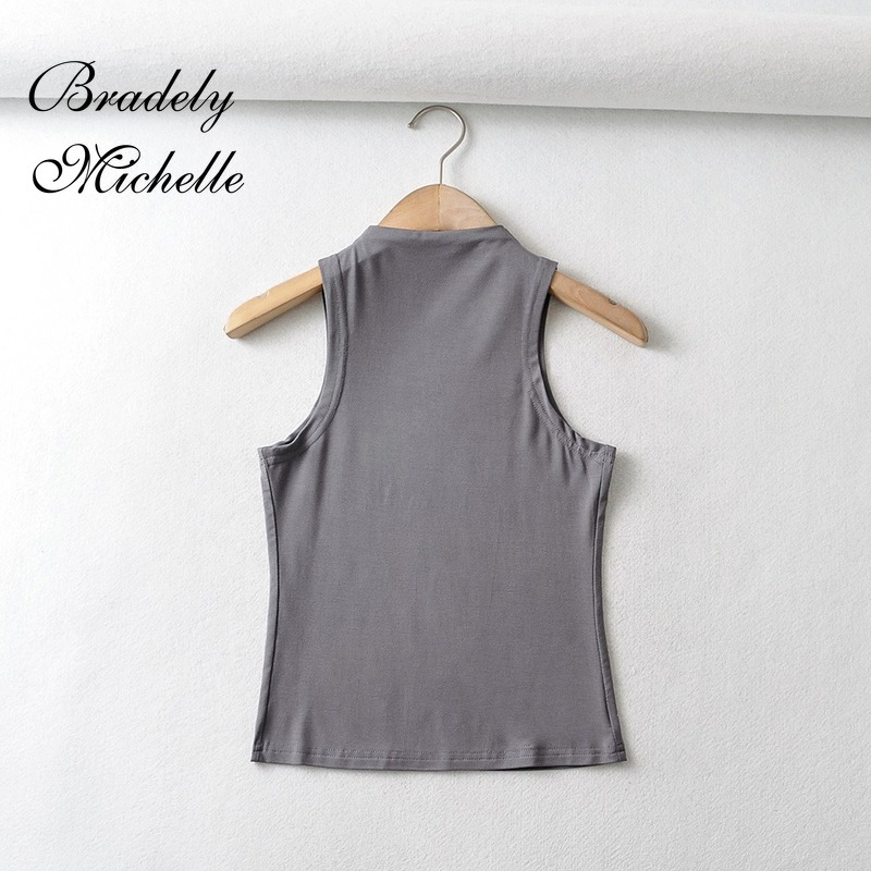 BRADELY MICHELLE Summer Arrival Women Solid Color Causal Sexy Croped-Top Sleeveless Tank Streetwear 220325