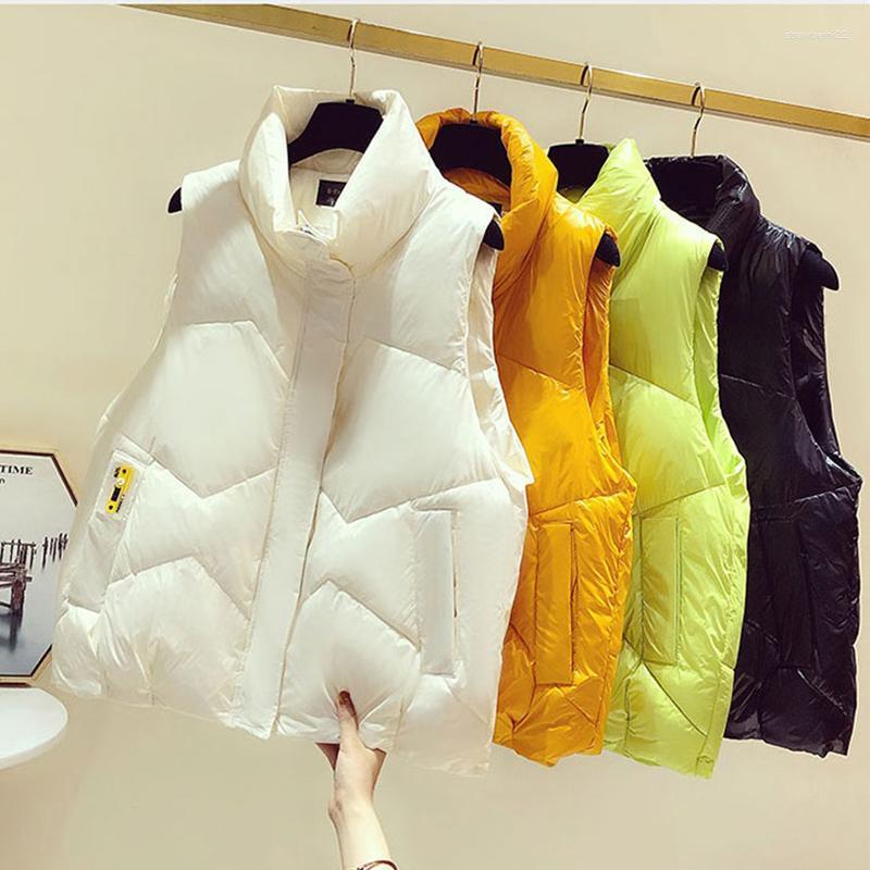 Women' Vests Short Glossy Down Cotton 2022 Autumn Winter Loose Padded Puffer Vest Stand-Up Collar Warm Ladies Sleeveless Parkas Jacket Stra, Orange 
Women' Vests Short Glossy Down Cotton 2022 Autumn Winter Loose Padded Puffer Vest Stand-Up Collar Warm Ladies Sleeveless Parkas Jacket Stra, Orange