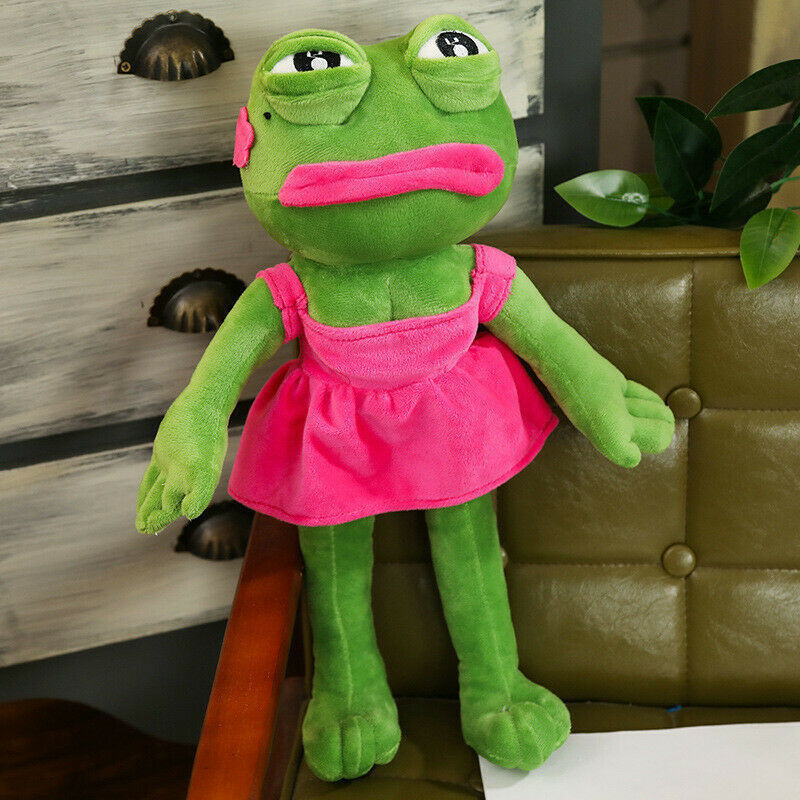 45cm Sad Frog Plush Toy Soft Stuffed Pillow Magic Expression Pepe The Sad Frog Animal Plush Doll Birthday GIfts For Kids 220712