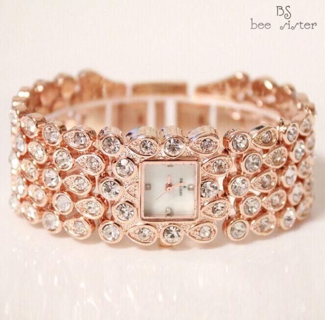 Wristwatches BS Brand Women Full Diamond Luxury Bracelet Lady Shinning Dress Watch Bling Rhinestone Crystal Bangle Bead Charm, Gold
Wristwatches BS Brand Women Full Diamond Luxury Bracelet Lady Shinning Dress Watch Bling Rhinestone Crystal Bangle Bead Charm, Gold