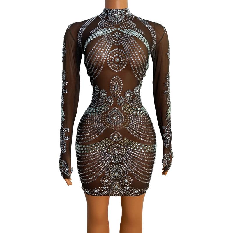 Stage Wear Sparkly Silver Rhinestone Transparent Short Dress Evening Bar Birthday Celebrate Costume Women Dancer Prom Party XS2106Stage, As picture
Stage Wear Sparkly Silver Rhinestone Transparent Short Dress Evening Bar Birthday Celebrate Costume Women Dancer Prom Party XS2106Stage, As picture