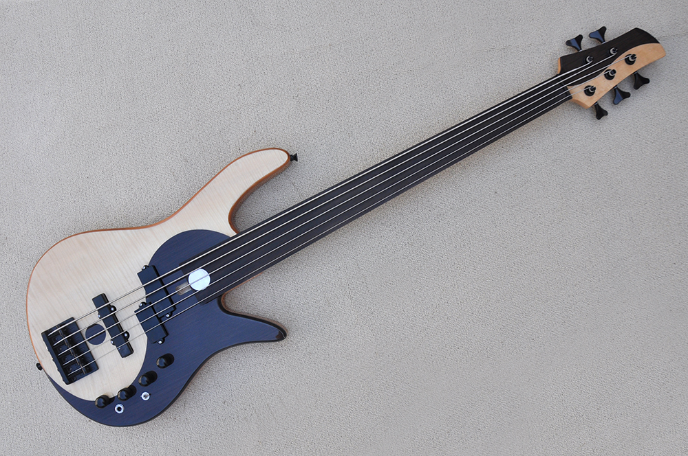 Factory Custom Taiji 5 String Electric Bass Guitar with Fretless Black Hardwares Rosewood Fingerboard Flame Maple Veneer active Offer Customized
Factory Custom Taiji 5 String Electric Bass Guitar with Fretless Black Hardwares Rosewood Fingerboard Flame Maple Veneer active Offer Customized