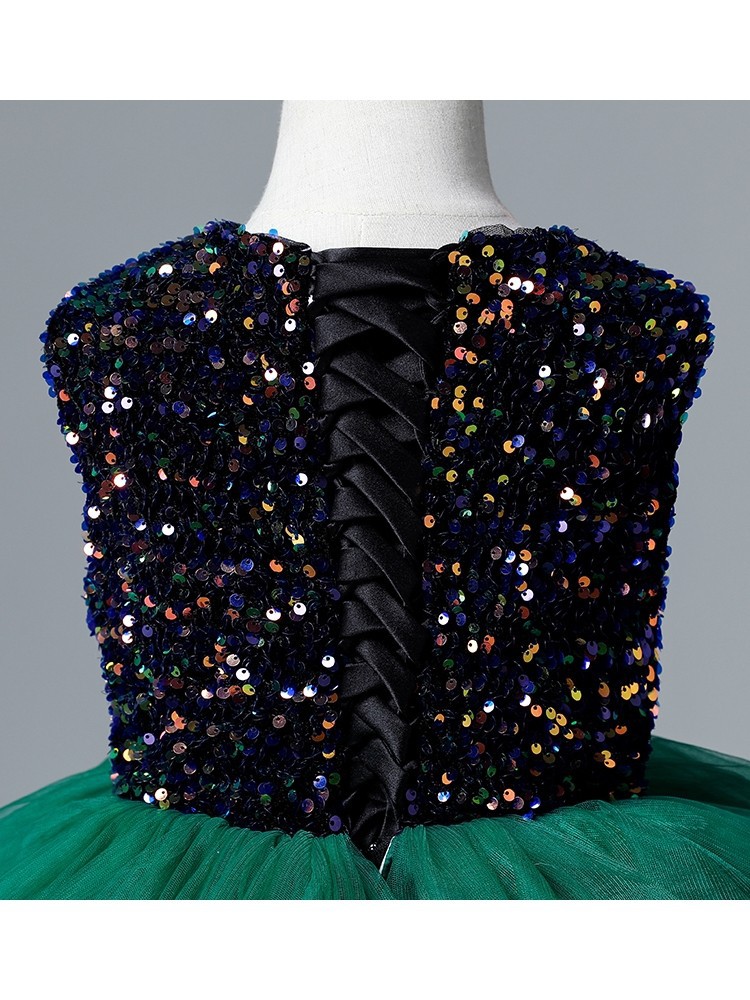 Adorable Green Ball Gown Wer Girl Dresses Princess Sheer Long Sleeves Appliques Jewel Neck Toddler Birthday Party Gowns 403 6660311