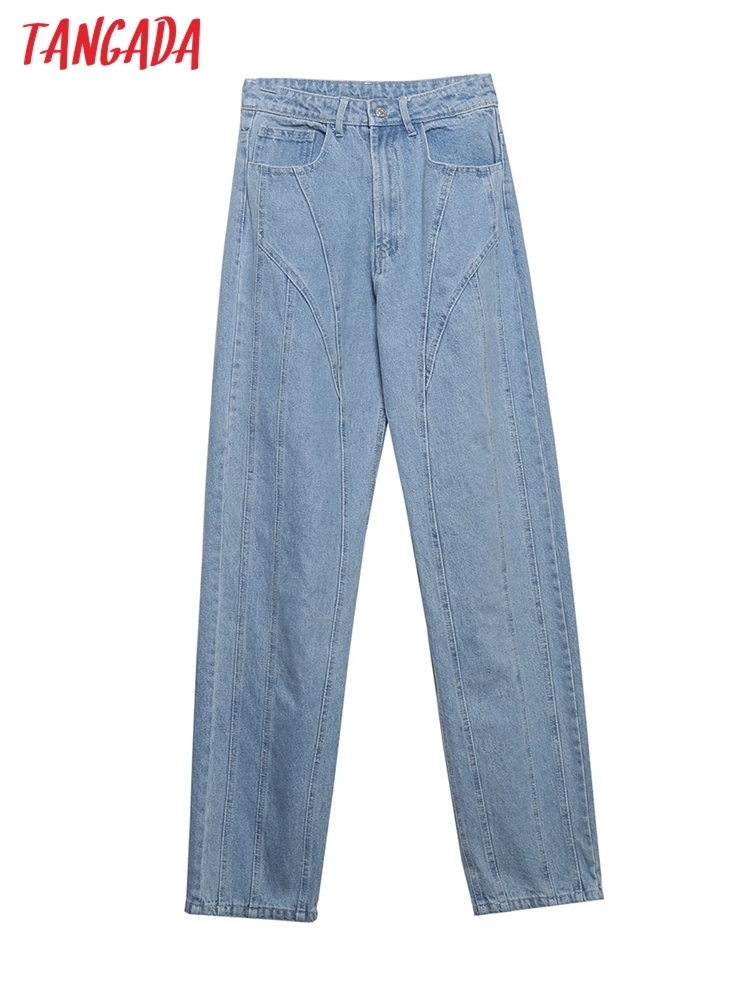 Tangada fashion women blue high waist Straight jeans pants long trousers pockets buttons female pants 6H23, Light blue
Tangada fashion women blue high waist Straight jeans pants long trousers pockets buttons female pants 6H23, Light blue