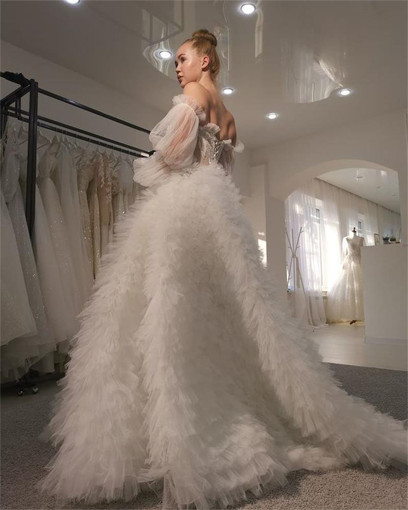 Bohemian Boho Wedding Dress Lace Long Sleeve Off The Shoulder Bridal Dresses A Line Wedding Gowns Vestido de Noiva