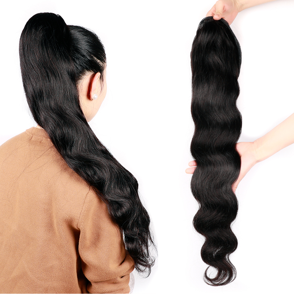 Drawstring Ponytail Human Hair Body Wave Extensions 12"-26" Brazilian Remy Clip Ins For Women Ponytail 140g DIVA2