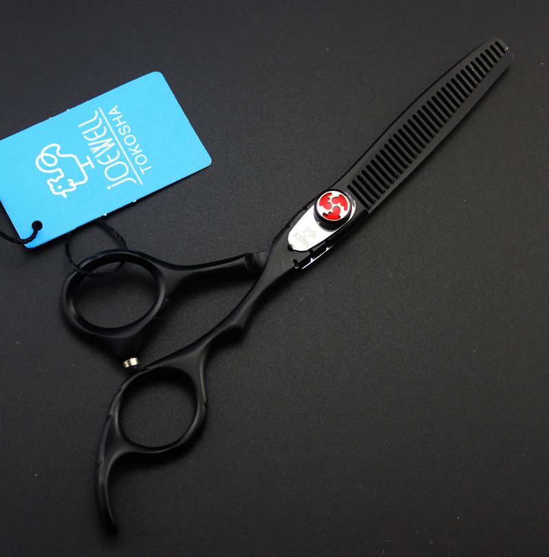 6.0 inch black Baking paint hair scissors Flame screw cutting/ thinning barber tool free shipping