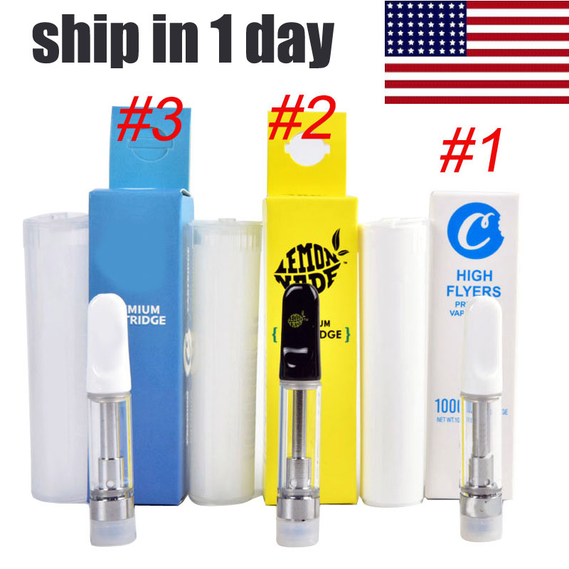 Cookies Vape Cartridges Packaging Atomizers 0.8ml 1ml Ceramic Glass Thick Oil Dab Pen Wax Vaporizer Carts Atomizer E Cigarettes 510 Thread Empty