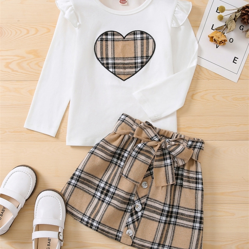 Toddler Girls Heart Embroidery Ruffle Trim Top & Plaid Print Belted Skirt SHE05, Multicolor 1
Toddler Girls Heart Embroidery Ruffle Trim Top & Plaid Print Belted Skirt SHE05, Multicolor 1