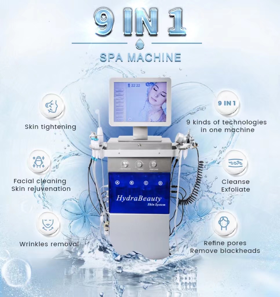 9 in 1 Dermabrasion Skin Facial/oxygen skin tighten rejuvenation machine SPA20