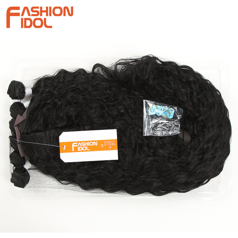 FASHION IDOL Afro Kinky Curly Hair With Closure For Black Women Soft Long 30inch Ombre Golden Synthetic Hair Heat Resistant 220622