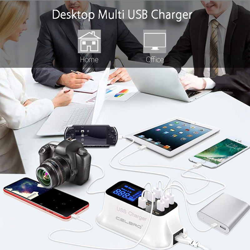 8 Port Wall Usb Hub Charger Adapter 8a Multiple For Mobile Phone Led Desktop Charging Station Base Eu Us Uk Plug