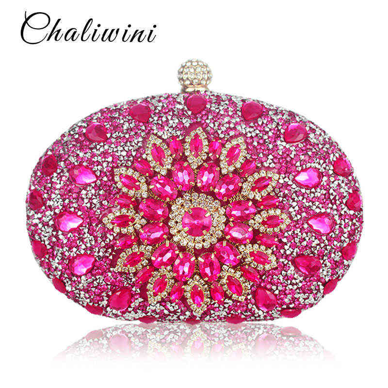 Wedding Diamond Floral Woman Clutch Bag Blue Crystal Handbags Sling Package Cellphone Pocket Matching Wallet Purse
