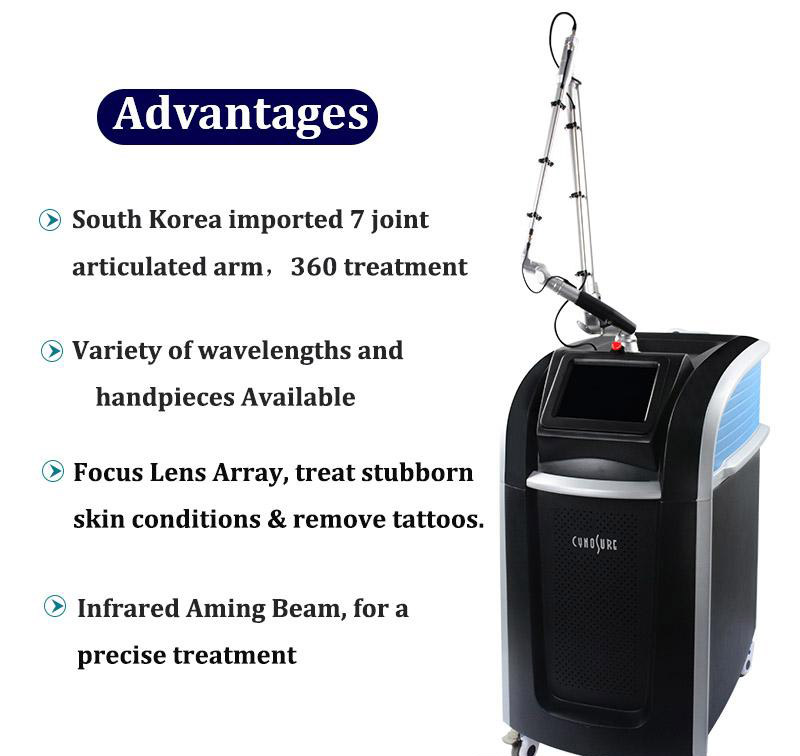 Salon use Pico Laser 450 Ps with FDA approved Laser Tattoo ink Eyebrow Spot Pigments melasma Removal original 755nm Focus Lens Gynosure lazer