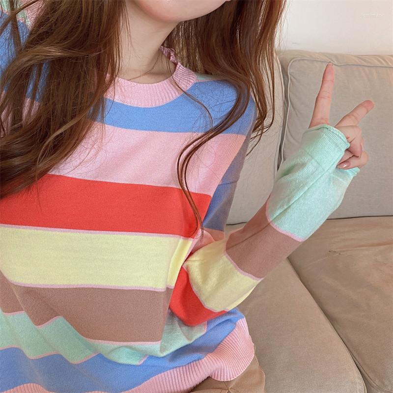 Women's Sweaters Harajuku Knitted Women Sweater Ladies Winter Kawaii Korean O-Neck Loose Long Sleeve Multicolor Striped Pullovers SweaterWom, Caihongtiaowen
Women's Sweaters Harajuku Knitted Women Sweater Ladies Winter Kawaii Korean O-Neck Loose Long Sleeve Multicolor Striped Pullovers SweaterWom, Caihongtiaowen