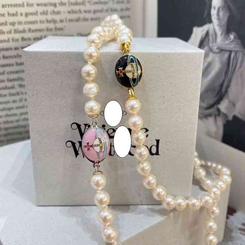Lisa's same Western empress dowager Saturn pearl necklace feminine enamel Court Style Enamel Pendant clavicle chain 
Lisa's same Western empress dowager Saturn pearl necklace feminine enamel Court Style Enamel Pendant clavicle chain