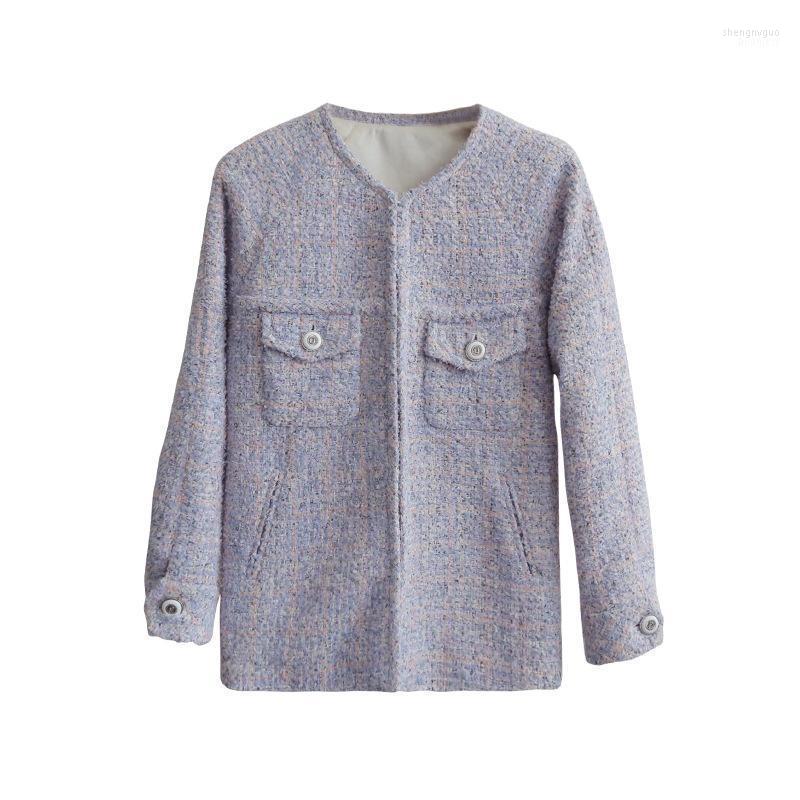 Women' Jackets Runway Tweed Jacket 2022 Autumn Pockets Round Neck Covered Buttons Ladies Lavender Plaid Coat Women
Women' Jackets Runway Tweed Jacket 2022 Autumn Pockets Round Neck Covered Buttons Ladies Lavender Plaid Coat Women