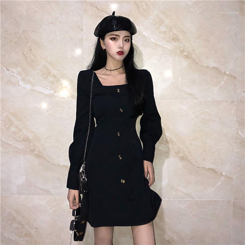 Casual Dresses Spring Autumn Vintage Harajuku Style Square Collar Button Full Mini-dress Women' Clothing Black High Quality Elegant Vestido
Casual Dresses Spring Autumn Vintage Harajuku Style Square Collar Button Full Mini-dress Women' Clothing Black High Quality Elegant Vestido