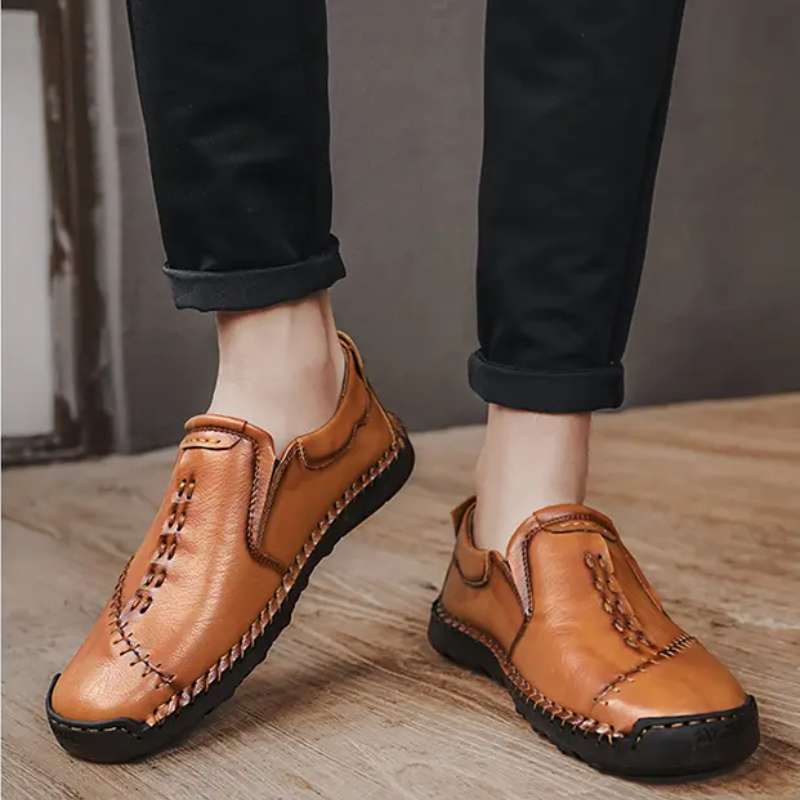 Loafers Shoes Men PU Flat Sole Solid Color Firm Sewing Comfort Classic Anti Slip Business Dress Shoes DP175