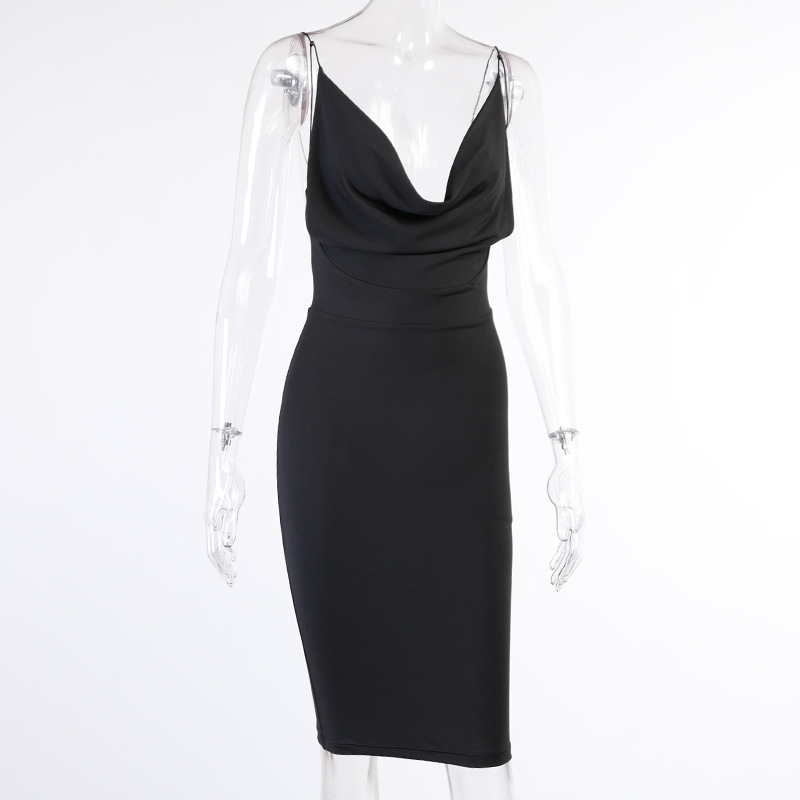 Asia Woman White Dress Spaghetti Strap Cowl V Neck Backless High Waist Bodycon Midi Dress Summer Sexy Club Party Vestidos 220511