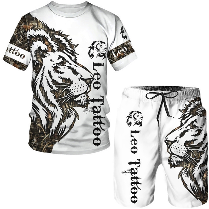 Summer Men's Animal Tattoo White Short Sleeve Tops The Lion 3D Printed O-neck T-shirt&Shorts Suit Casual Sportwear Tracksuit Set 220419, T shirt-10
Summer Men's Animal Tattoo White Short Sleeve Tops The Lion 3D Printed O-neck T-shirt&Shorts Suit Casual Sportwear Tracksuit Set 220419, T shirt-10
