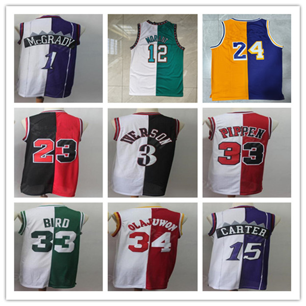 Men Vintage Basketball Split Jersey Two Colors Ja Morant Mamba Allen Iverson Vince Carter Pippen Hakeem Olajuwon Larry Tracy McGrady Sticthed Red Black White, As pic
Men Vintage Basketball Split Jersey Two Colors Ja Morant Mamba Allen Iverson Vince Carter Pippen Hakeem Olajuwon Larry Tracy McGrady Sticthed Red Black White, As pic