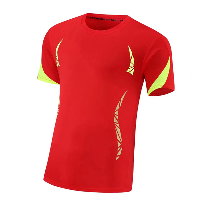 Latest Fashion Crew Neck Mens Soccer Jerseys New Short Sleeve Red T-Shirts TZCP0103