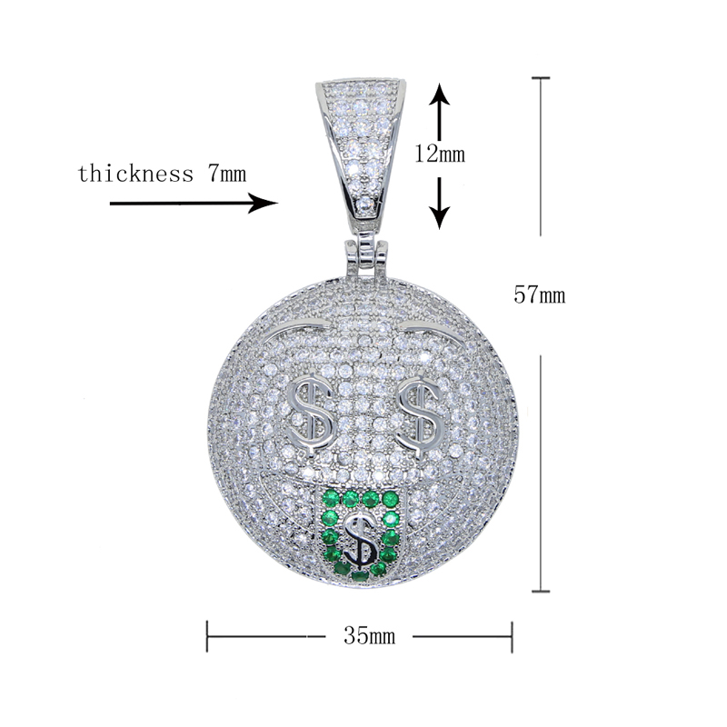 Iced Out Bling 5A Cubic Zirconia Smiling Face Necklaces Pendants Micro Pave Clear Cz for Men Hip Hop Rapper Jewelry