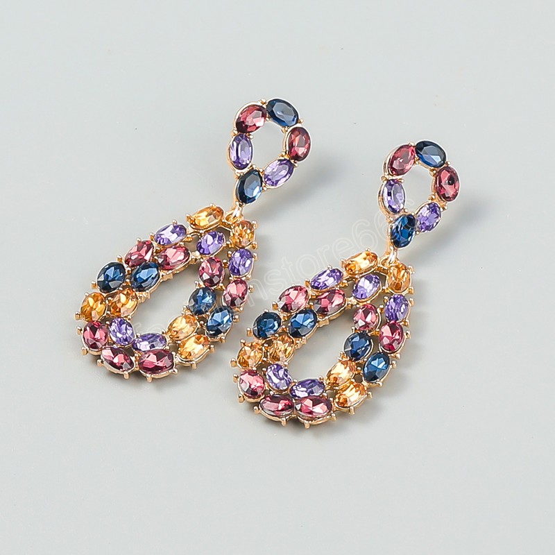 Metal Rhinestone Geometric Dangle Earrings Casual Party Trend Statement Earrings Women's Simple Jewelry